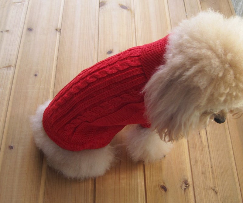 FAMI Dog Clothes Dogs Sweater Soft Puppies Clothing Winter Puppy Sweaters Warm Outfit for Dogs Small XS S Cat Apparel(Red,Medium) - Image 4